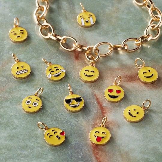 12 Pack: Enamel Emojis Charm Mix by Bead Landing™